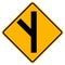 Warning signs Skewed side road junction on left on white background