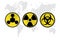 Warning signs, symbols. Danger, poison, biohazard, electricity, high voltage, chemical, waste, radioactive, explosion