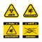 Warning signs a toxic virus, epidemic, avoid contact. Covid-19. Vector illustration. Yellow virus epidemic sign. Illustration