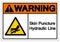 Warning Skin Puncture Hydraulic Line Symbol Sign, Vector Illustration, Isolate On White Background Label .EPS10