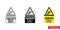 Warning slippery surface hazard sign icon of 3 types color, black and white, outline. Isolated vector sign symbol