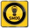 Warning of smog with gas mask