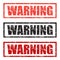 Warning stamp set in different colors on a white background