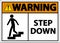 Warning Step Down Sign On White Background