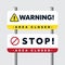 warning and stop area closed sign with flat design