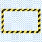Warning striped rectangular background, warning to be careful, potential danger, yellow & black stripes on the diagonal, vector te