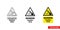 Warning sudden drop hazard sign icon of 3 types color, black and white, outline. Isolated vector sign symbol.