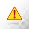Warning symbol. Attention button. Red exclamation mark in yellow triangle isolated on transparent background. Warning