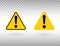 Warning symbol set. Attention button. Black exclamation mark in yellow triangle isolated on transparent background