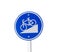 Warning traffic sign with bike and hill icon inside. Beware of steep descent