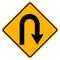 Warning traffic signs Hairpin curve to right on white background