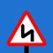 Warning triangle double bend first to left