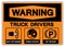 Warning Truck Drivers Shut-Off Engine Wheel Chocks Set Brakes Symbol Sign, Vector Illustration, Isolate On White Background Label
