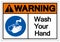 Warning Wash Your Hand Symbol Sign,Vector Illustration, Isolated On White Background Label. EPS10