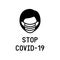 Warning woman wear mask icon symbol with COVID-19 coronavirus concept