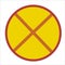 Warning yellow cross in red circle for awareness or prohibiting something. Social Distancing and COVID-19 concepts for business or