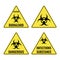 Warning yellow signs in triangular shape vector caution emblems