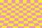 Warped perspective coloured checker board effect grid yellow and pink