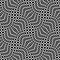 Warped seamless pattern of black stars and white diamonds ornament. Psychedelic optical illusion wavy repeatable texture