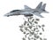 Warplane launching dollars instead of bombs