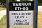 Warrior Ethos sign of a soldier