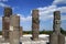 Warrior figures on top of Pyramid B, Tula archaeological site, Mexico