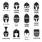 Warrior helmets black vector icons or logos set