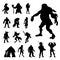 Warrior Knight Ancient Soldier Cosplayer Fight Man Armor Silhouettes Vector