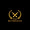 The warrior knight sword fighter brotherhood logo icon symbol with crossed sword and laurel wreath in gold color illustration