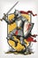 Warrior or Medieval Knight Vector wearing Armor vector illustration