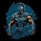 The Warrior Sparta In Black And Blue: A Comic Art Style In Dark Gray And Dark Bronze