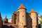 Warsaw Barbican fortified outpost as part of brick and stone historic defence walls in Stare Miasto Old Town quarter of Warsaw,