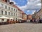 Warsaw. Beautiful Tenement houses on the street Nowomiejska and street Freta