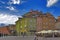 Warsaw city, Poland. Old historic house roofs, church spires