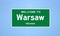 Warsaw, Indiana city limit sign. Town sign from the USA.