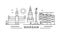 Warsaw minimal style City Outline Skyline with Typographic. Vector cityscape with famous landmarks. Illustration for