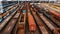 Warsaw, Poland 03.20.2020. - Empty cargo containers on the railyard. Freight transport. inland shipping