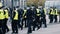 Warsaw, Poland, 05.07.2020 - Protest of the Entrepreneurs. Group of the police officers regrouping on the demonstrations