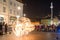 Warsaw, Poland - January 1, 2019: Fire dancing, fireball show amazing at night