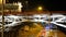 Warsaw, Poland - Medical ambulance night intervention on an heavy traffic street under the Poniatowski Bridg