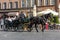 WARSAW, POLAND - OCTOBER 06, 2018: Warsaw Downtown with Horse and Tourist