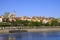 Warsaw, Poland - Panoramic view of historic quarter of Warsaw with Royal Castle and old town tenements seen from the Vistula river