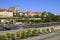 Warsaw, Poland - Panoramic view of historic quarter of Warsaw with Royal Castle and old town tenements seen from the Vistula river