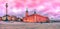 Warsaw Royal Castle Square sunrise skyline, Poland