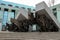 Warsaw Uprising Monument in front of a building in Poland