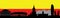 Warschau city skyline illustration with flag