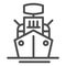 Warship line icon. Armed ship, sea battleship or destroyer symbol, outline style pictogram on white background. Military