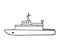 Warship, military ship. Vector Illustration for printing, backgrounds, covers, packaging, greeting cards, posters, stickers,