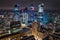 Warszawa, Poland - January 27, 2024: Modern cityscape of Warszawa at night, capital city of Poland