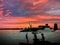 A Warthog ground attack aircraft at sunset.